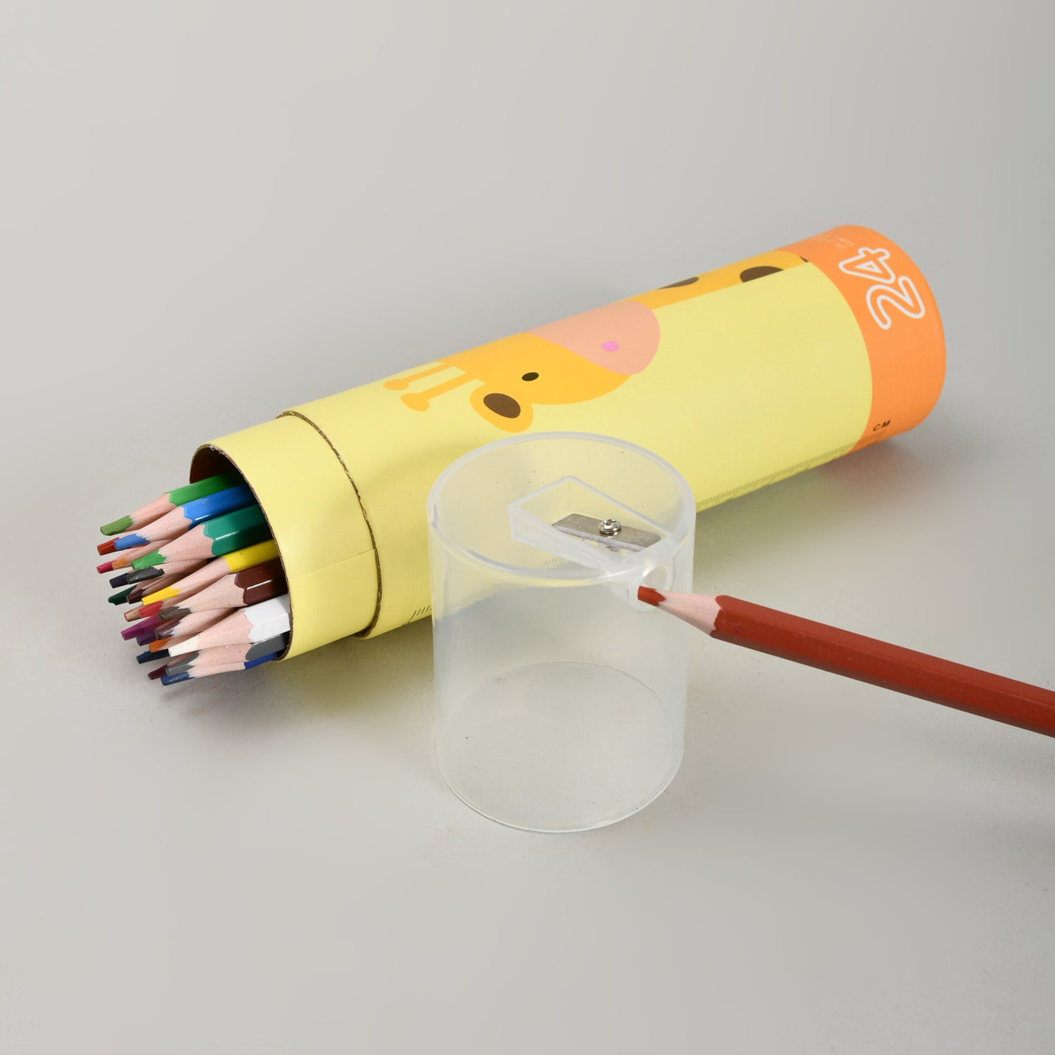 Mumuso 24 Colour Pencil Set with Sharpener in a giraffe Box