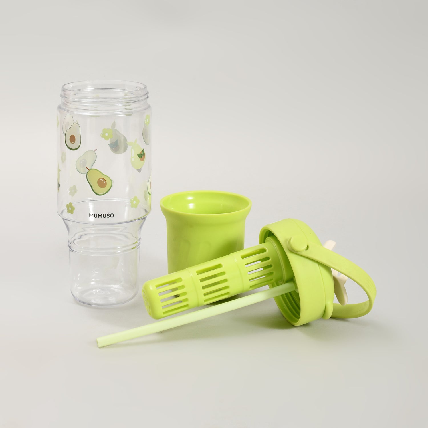 Avocado Portable Plastic Water Bottle with Infuser (Green/800 mL)