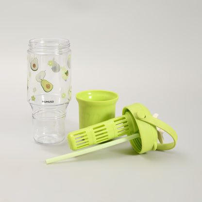 Avocado Portable Plastic Water Bottle with Infuser (Green/800 mL)