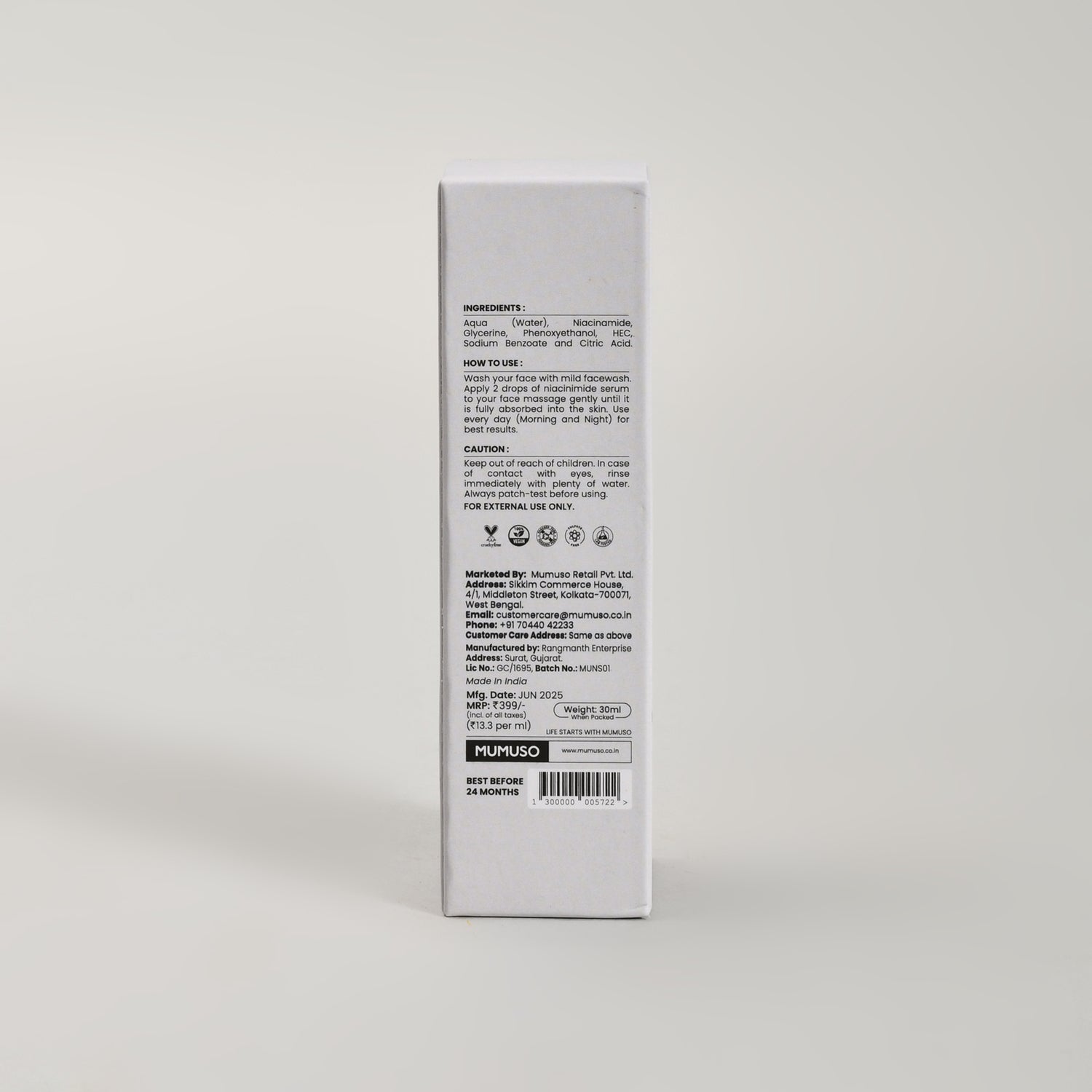 Mumuso Skin Essentials: Niacinamide Serum- 30ml