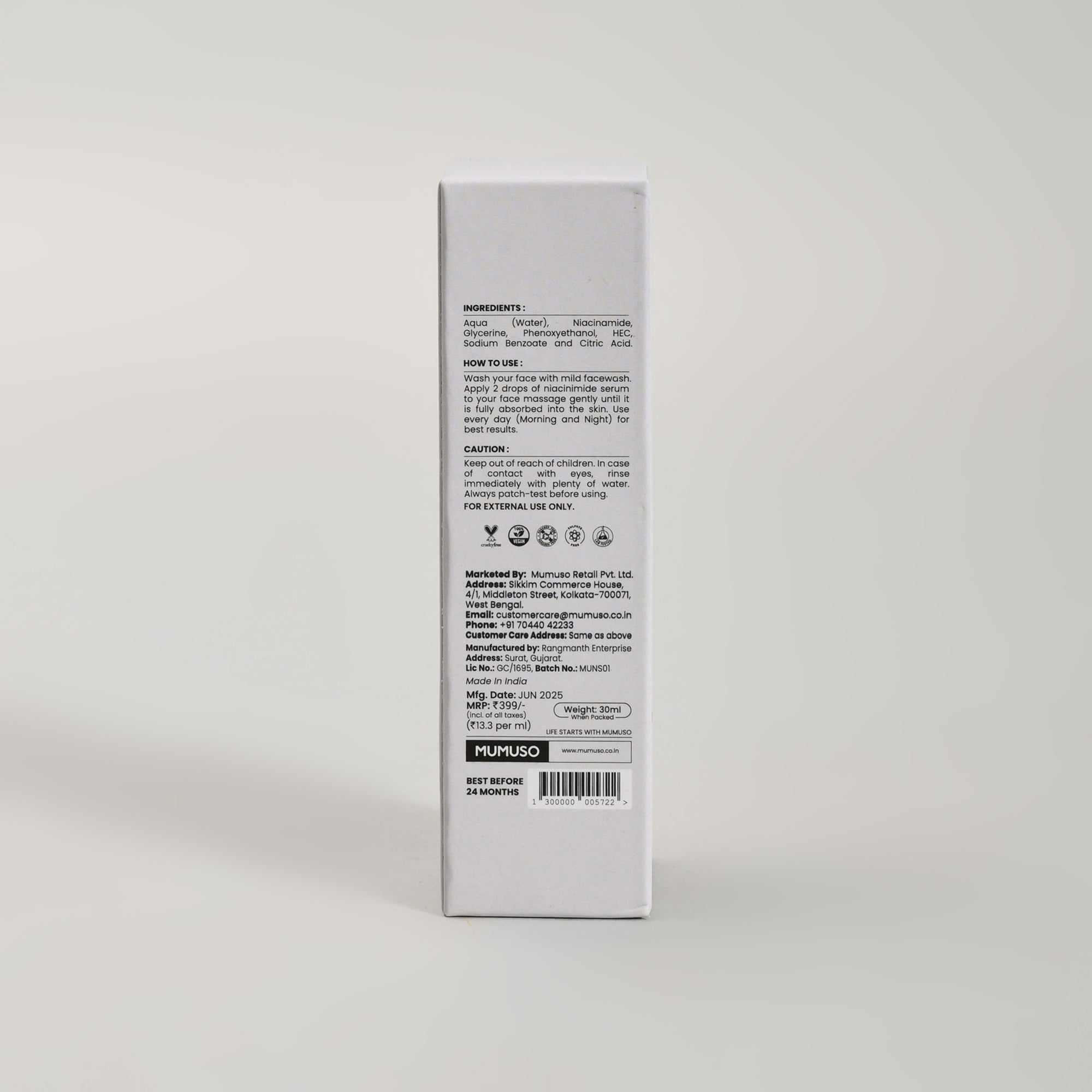 Mumuso Skin Essentials: Niacinamide Serum- 30ml