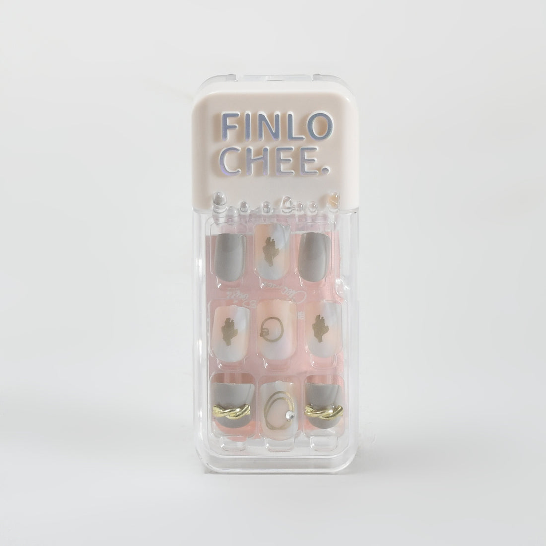 Press-On Nail Wraps Set - Soft Glow / Grey &amp; Light Pink