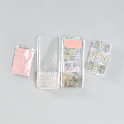 Press-On Nail Wraps Set - Soft Glow / Grey &amp; Light Pink