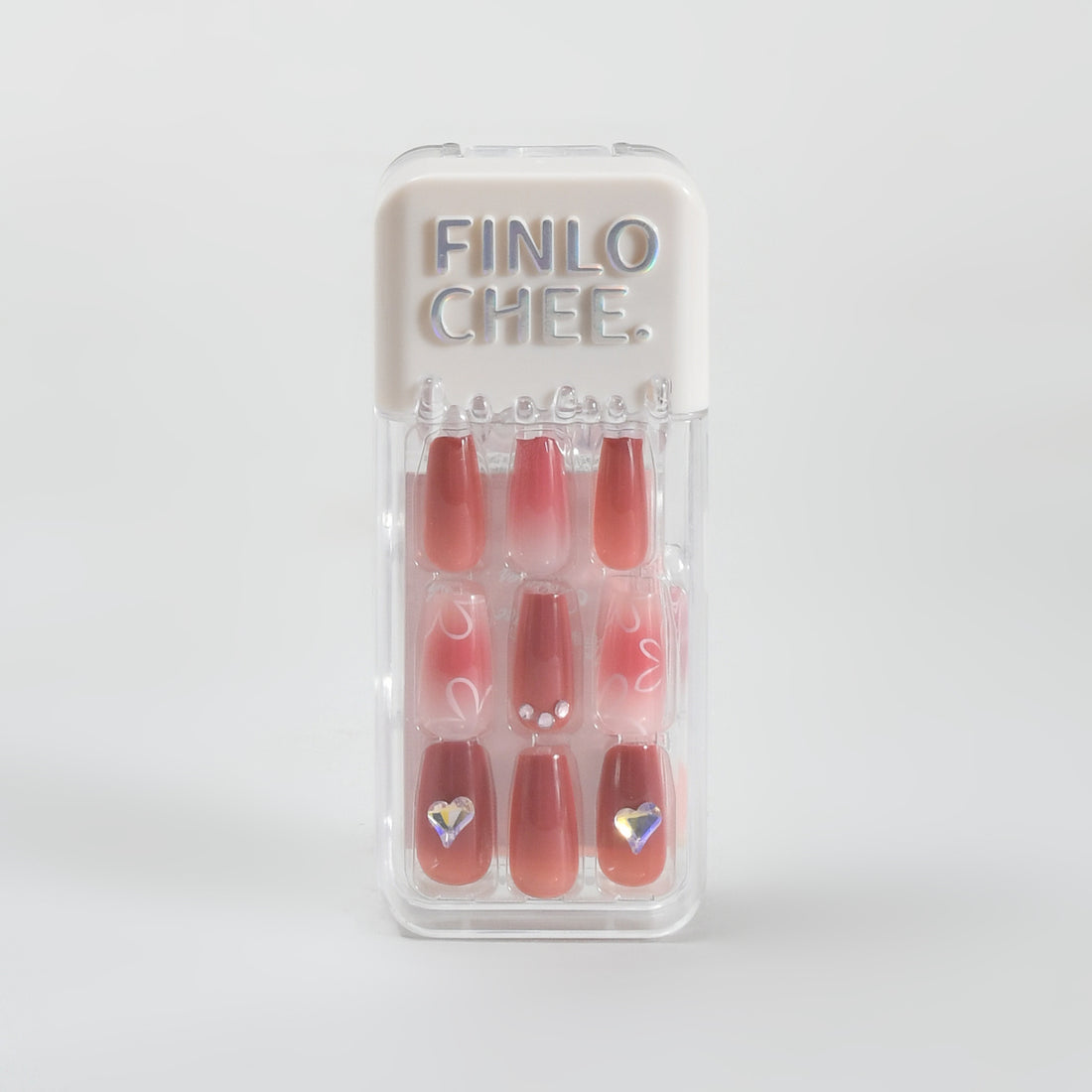 Press on Nail Wraps Set - Natural Charm / Red &amp; Pink