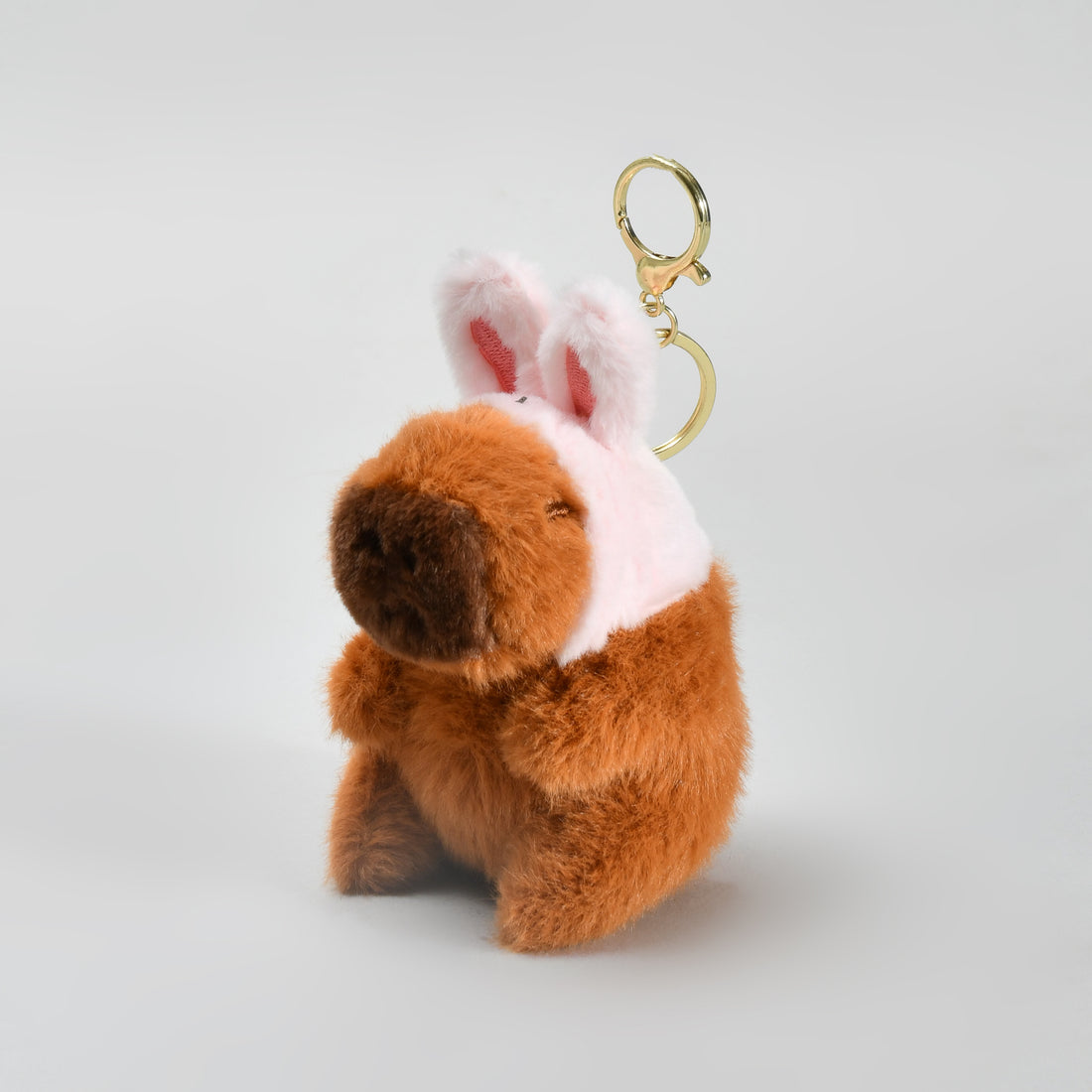 Capybara with Cartoon Hat Bag Charm cum Key Pendant - Brown &amp; Pink