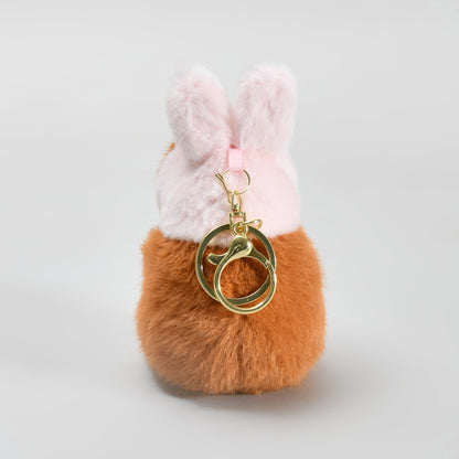 Capybara with Cartoon Hat Bag Charm cum Key Pendant - Brown &amp; Pink