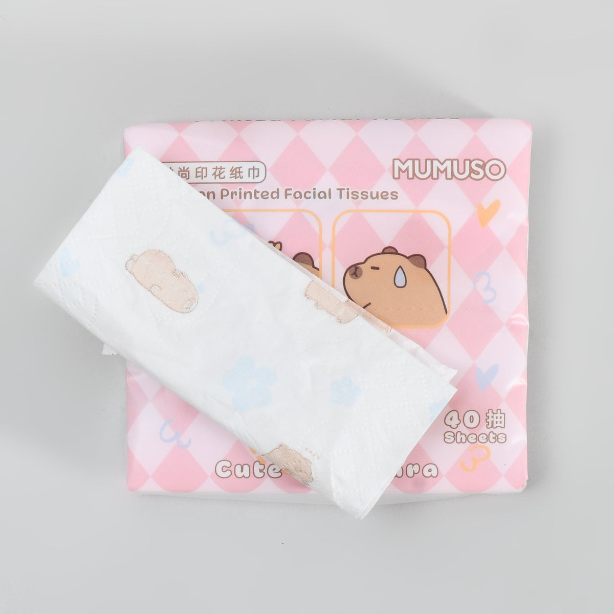 Capybara Fashion Printed Facial Tissues - 40 Sheets