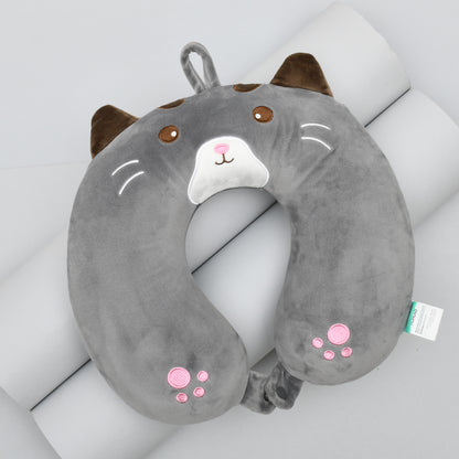 Memory Foam Grey Cat U Shaped Neck Pillow- 32 cm