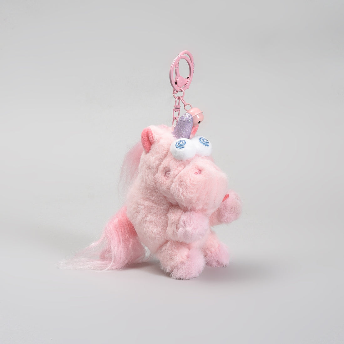Plush Unicorn Keychain with Tousled Hair- Pink