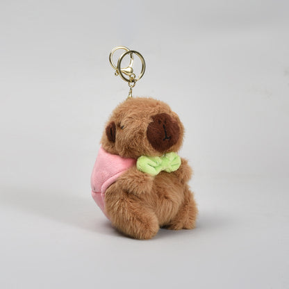 Cute Plush Animal Keychain (Capybara &amp; Peach)