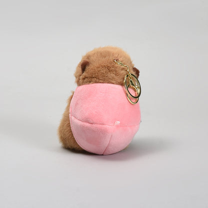 Cute Plush Animal Keychain (Capybara &amp; Peach)