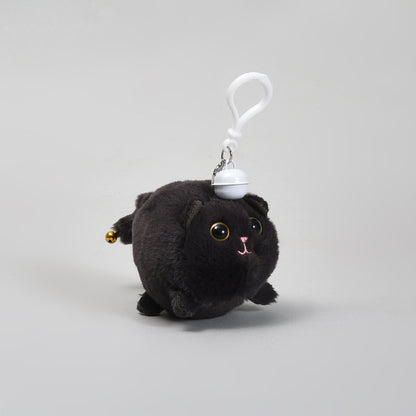 Ultra Cute Black Cat Plush Keychain with Bell and Wagging Tail