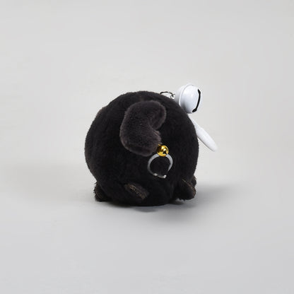Ultra Cute Black Cat Plush Keychain with Bell and Wagging Tail