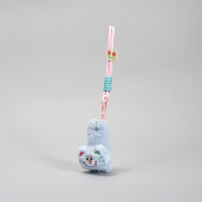 Adorable Blue Kitty Plush Keychain- Wristlet Bag Pendant