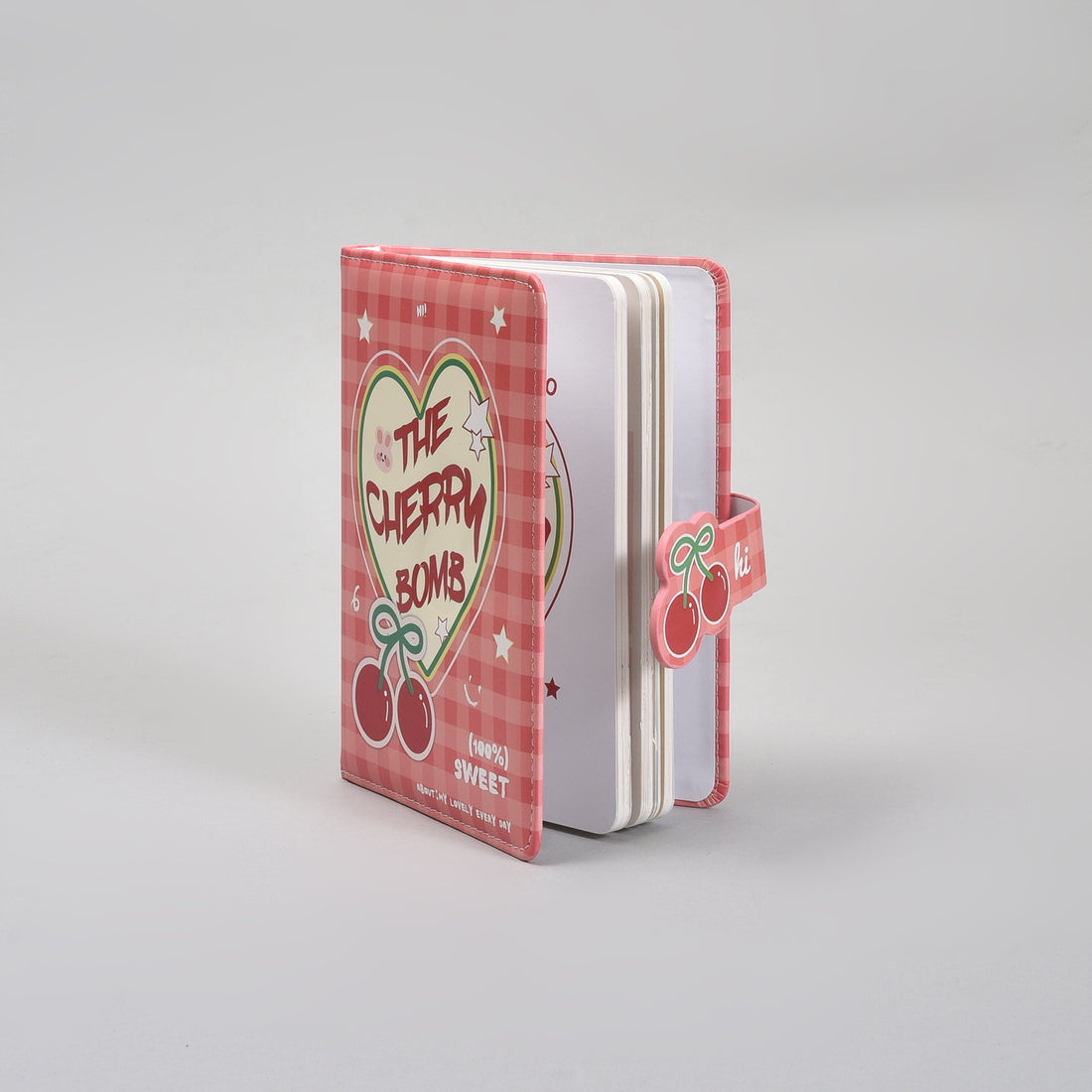 36K Leather Cherry Bomb Magnetic Lock Planner Diary- Red