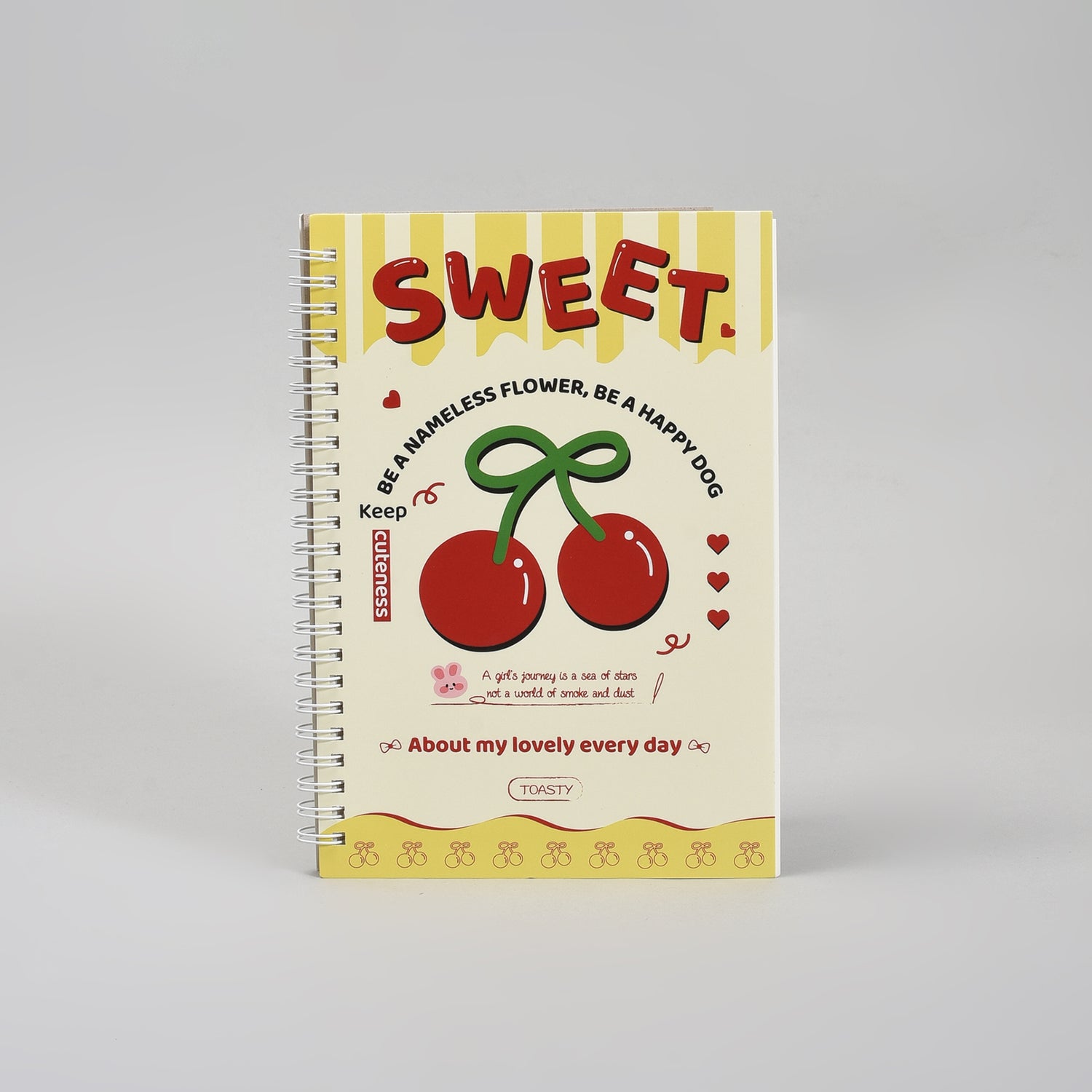 A5 Spiral Cherry Notebook With Ruled Pages
