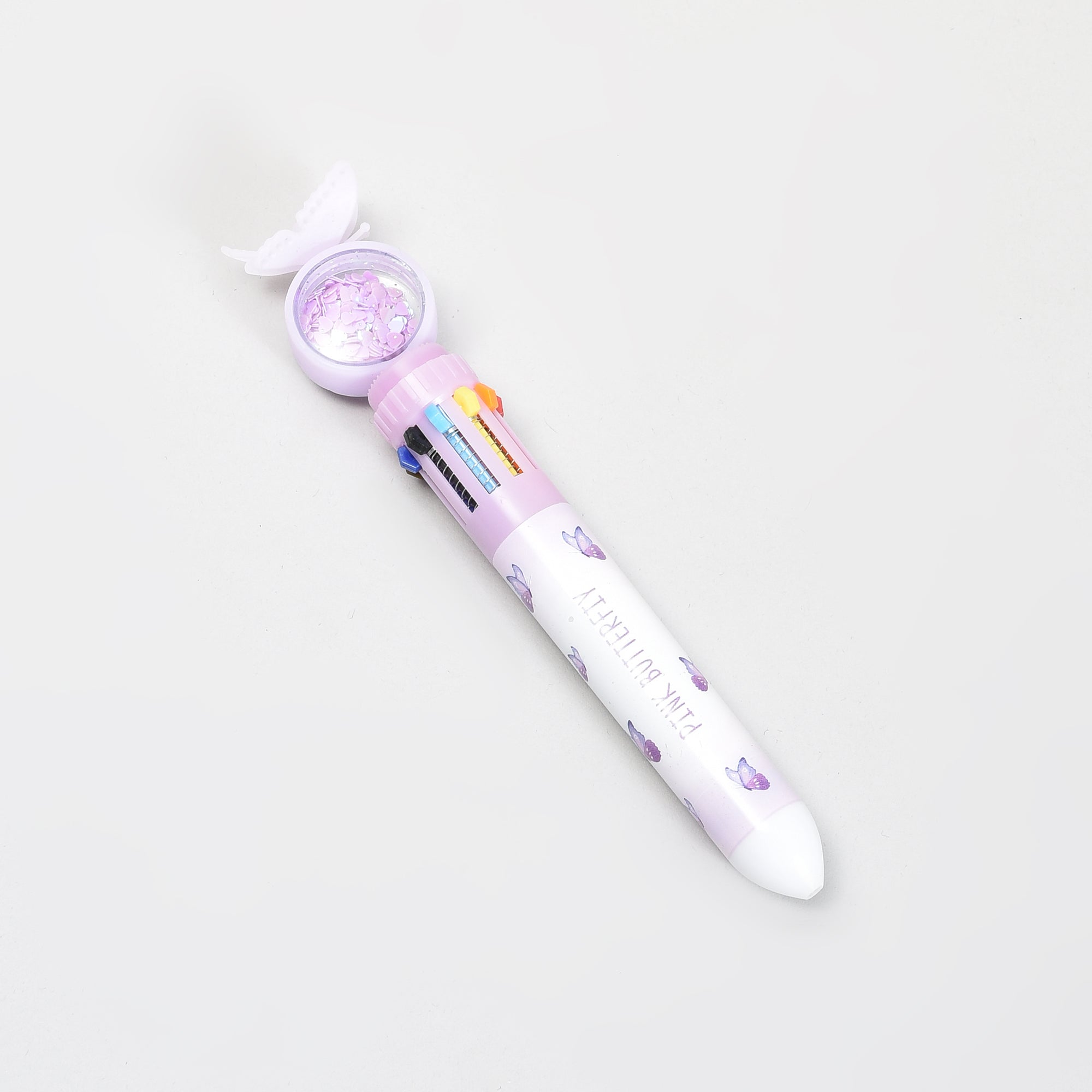 Fairy Tale Spiral Notebook &amp; Butterfly 10 Colour Pen Set- Purple