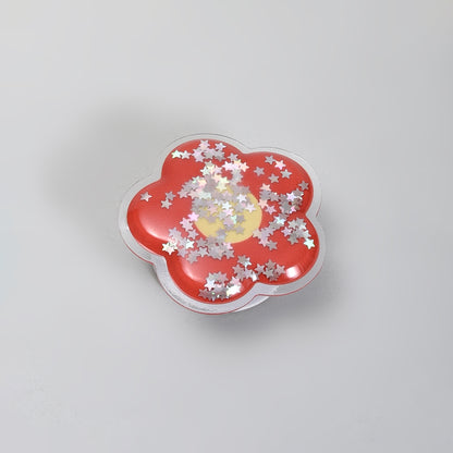 Glitter Bloom Red Flower Collapsible Airbag Phone Holder Popsocket