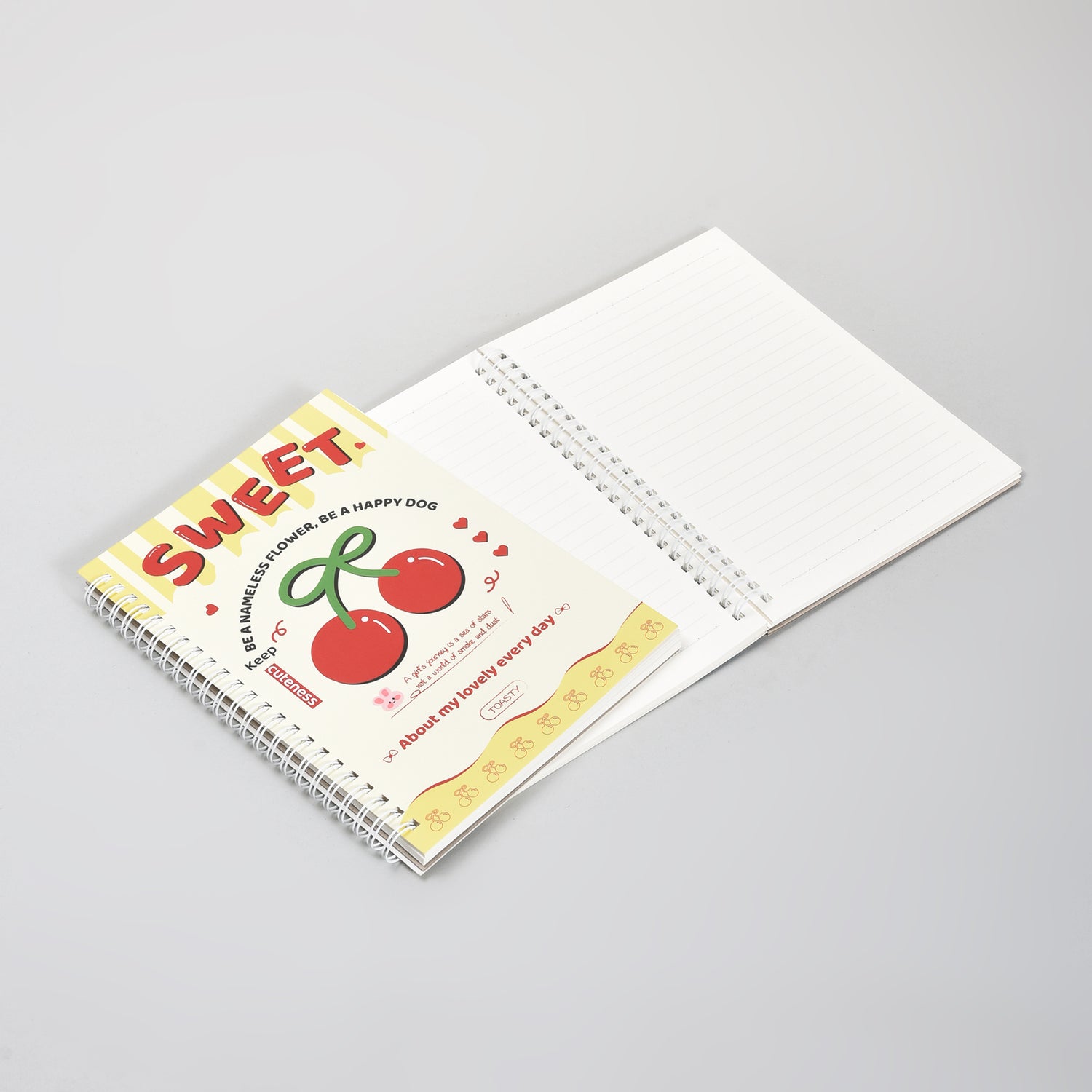 A5 Spiral Cherry Notebook With Ruled Pages