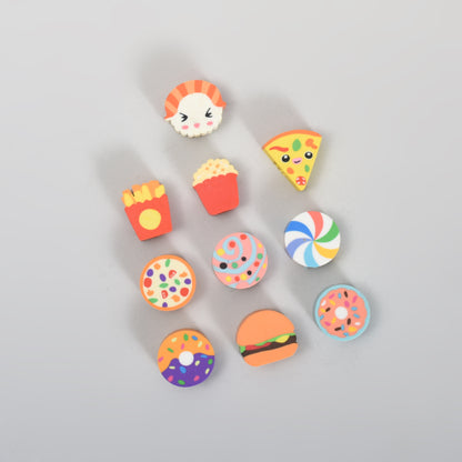 Delicious Food Mini Eraser Set- 10 mini Erasers