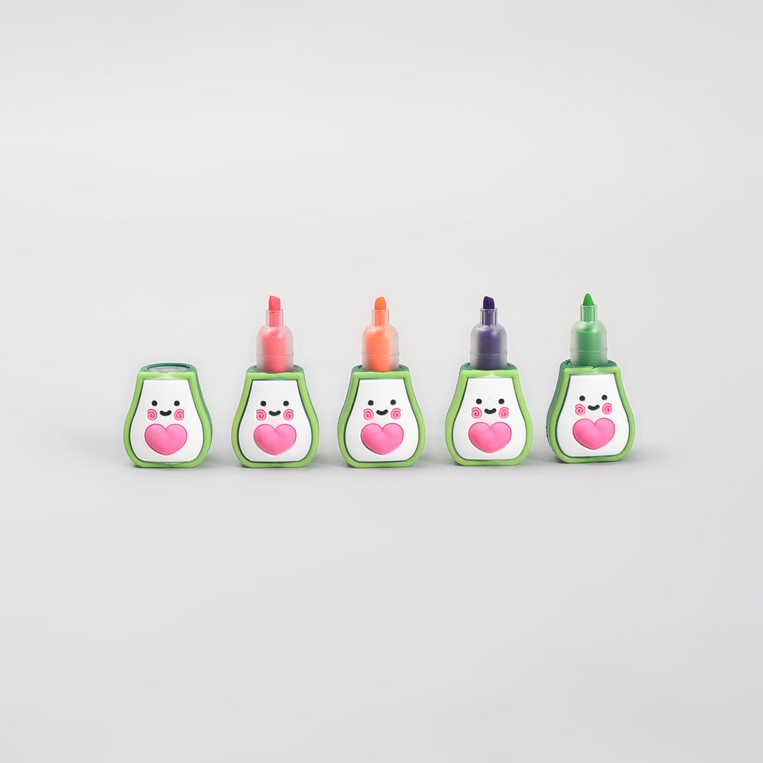 Adorable Avocado Mini Highlighter Marker Set- Purple/ Pink/ Orange/ Green