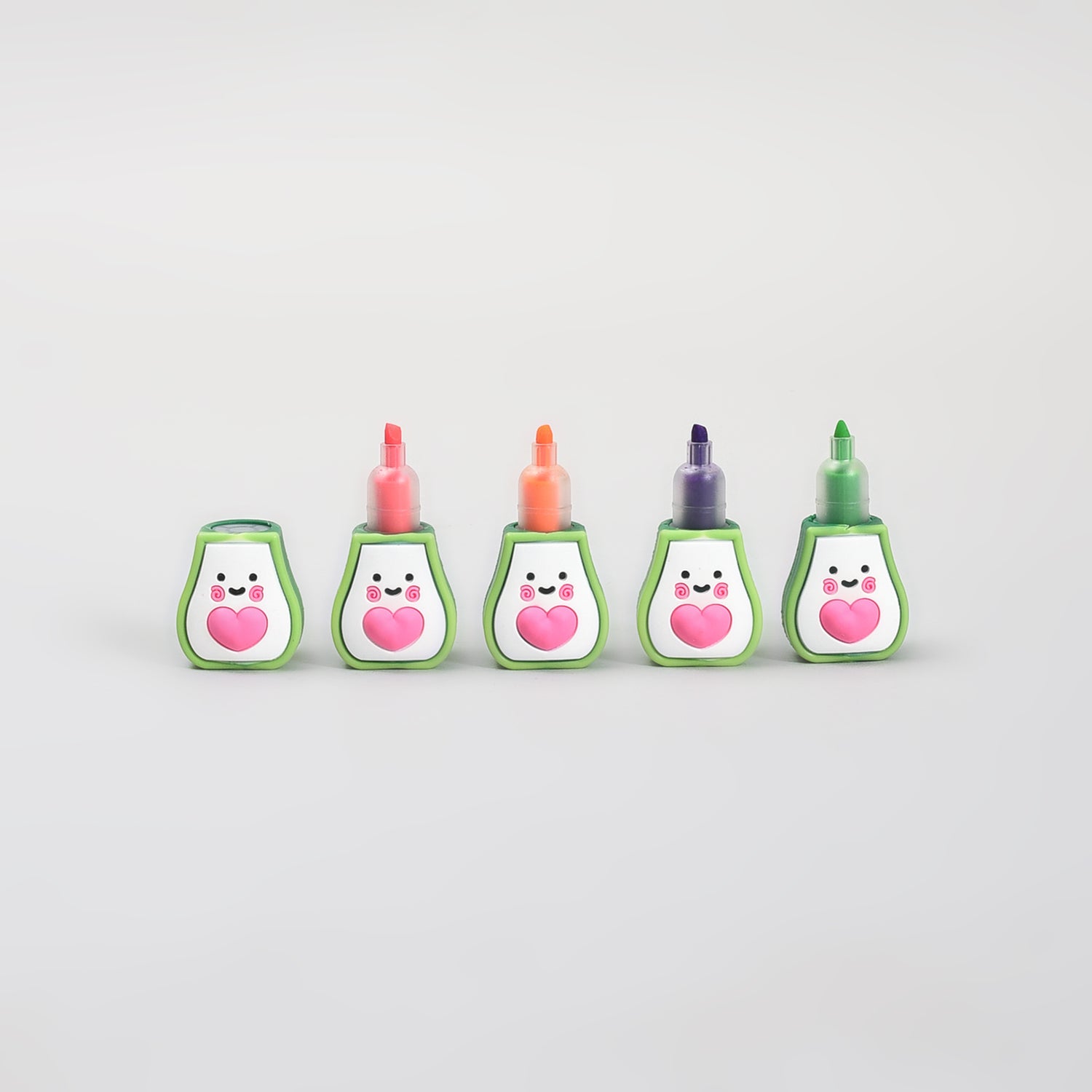 Adorable Avocado Mini Highlighter Marker Set- Purple/ Pink/ Orange/ Green