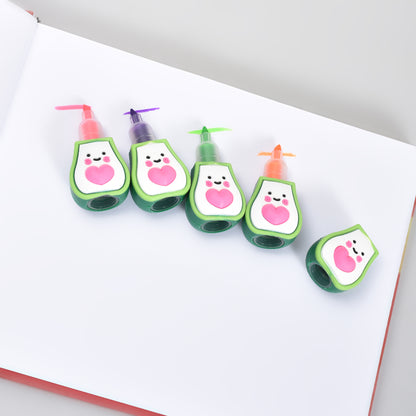 Adorable Avocado Mini Highlighter Marker Set- Purple/ Pink/ Orange/ Green