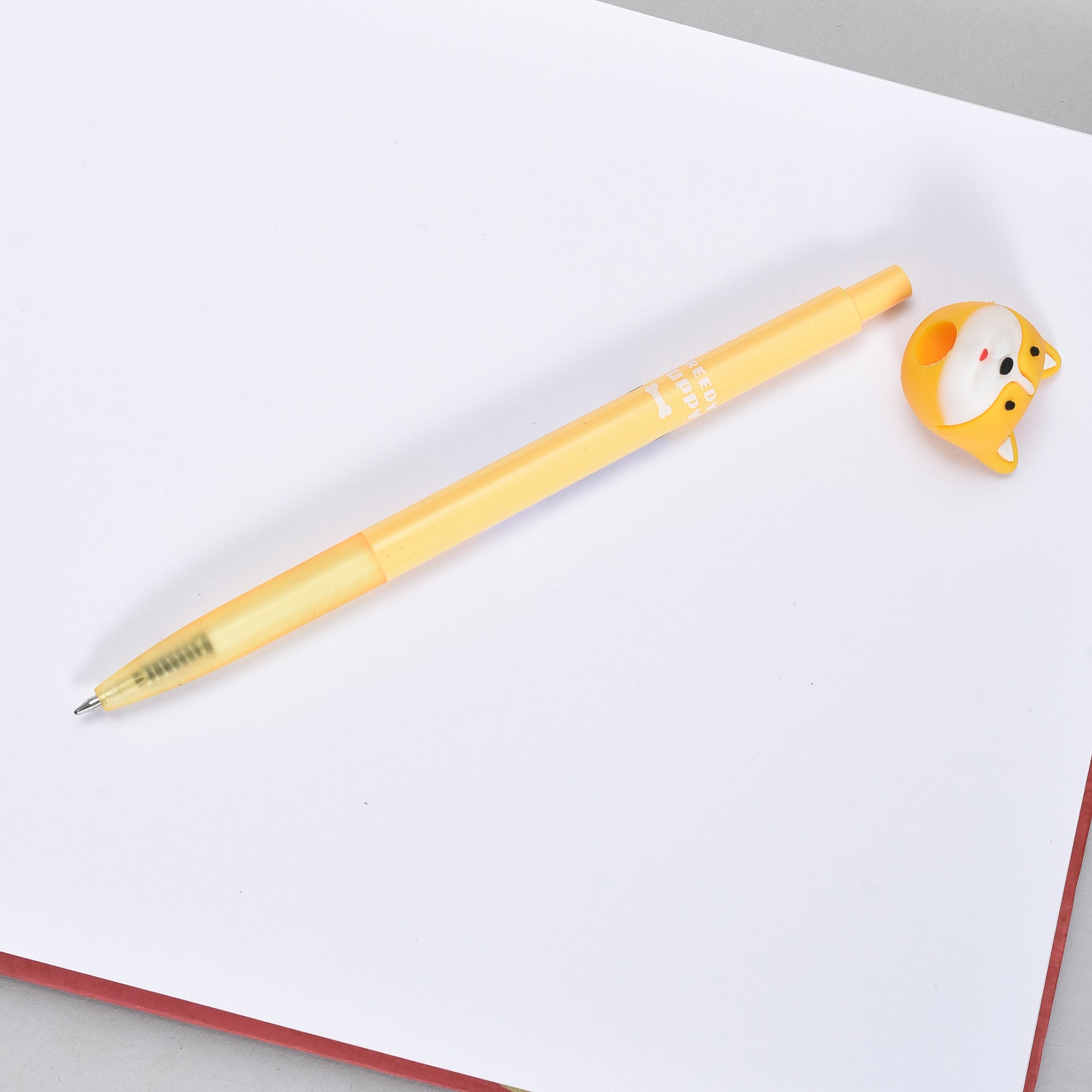 Yellow Corgi Retractable Ball Point Pen- Black