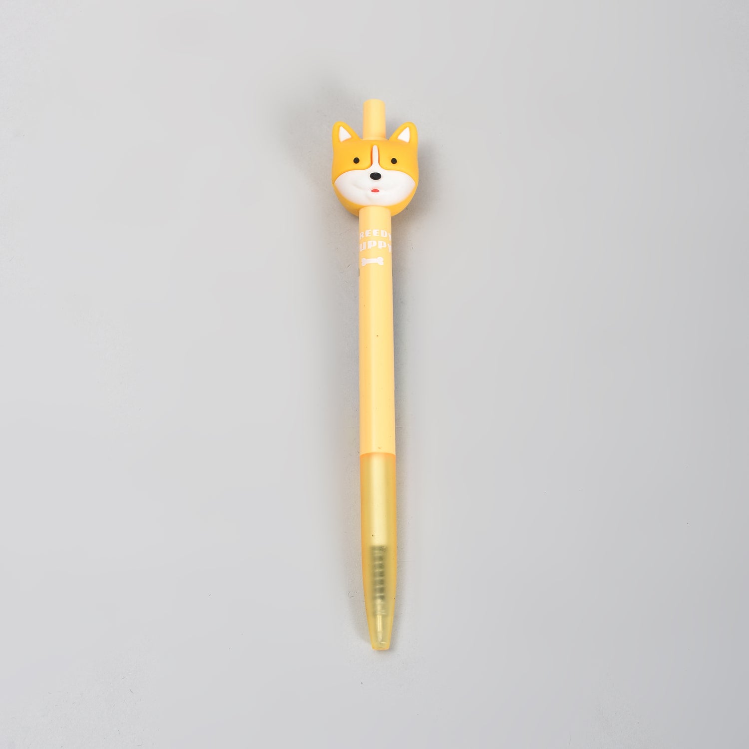 Yellow Corgi Retractable Ball Point Pen- Black
