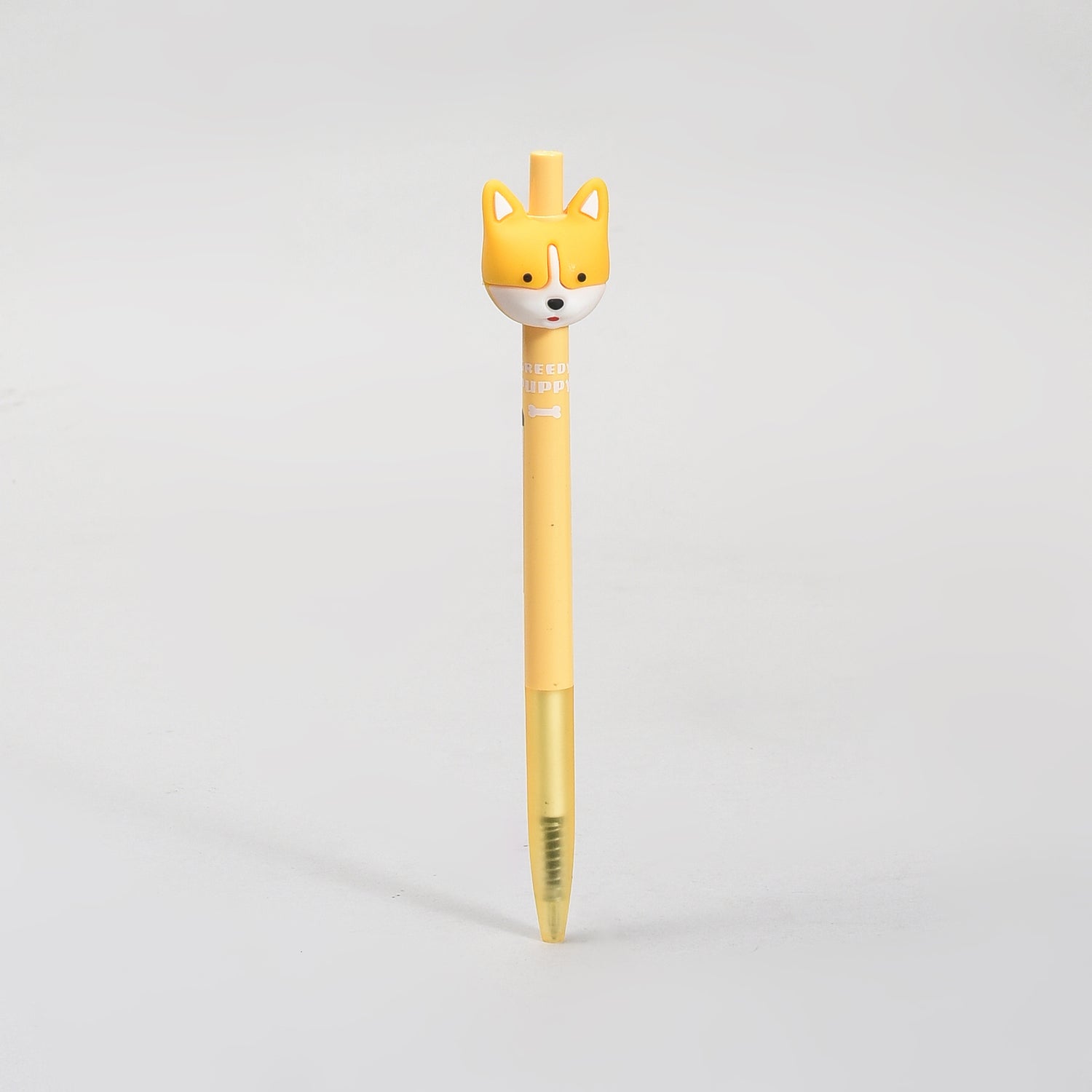 Yellow Corgi Retractable Ball Point Pen- Black