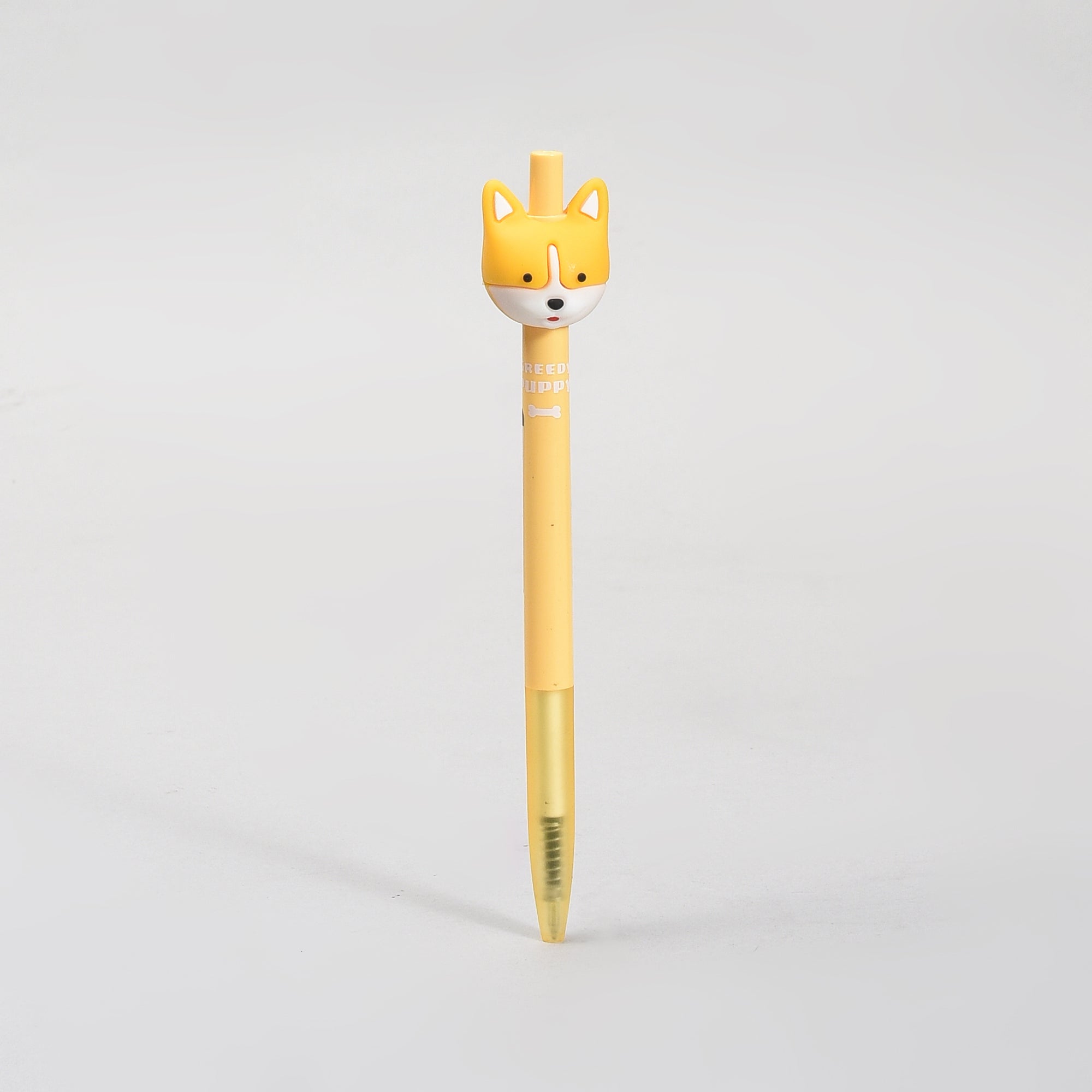 Yellow Corgi Retractable Ball Point Pen- Black