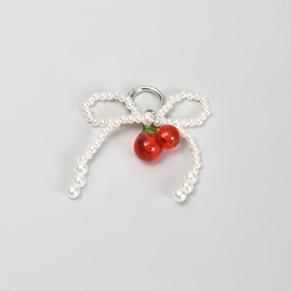 Super Adorable Red Pearl Cherry Bag Pendant