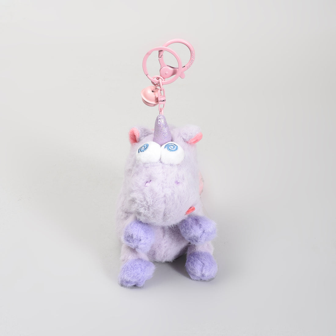 Plush Unicorn Keychain with Tousled Hair- Purple and Pink
