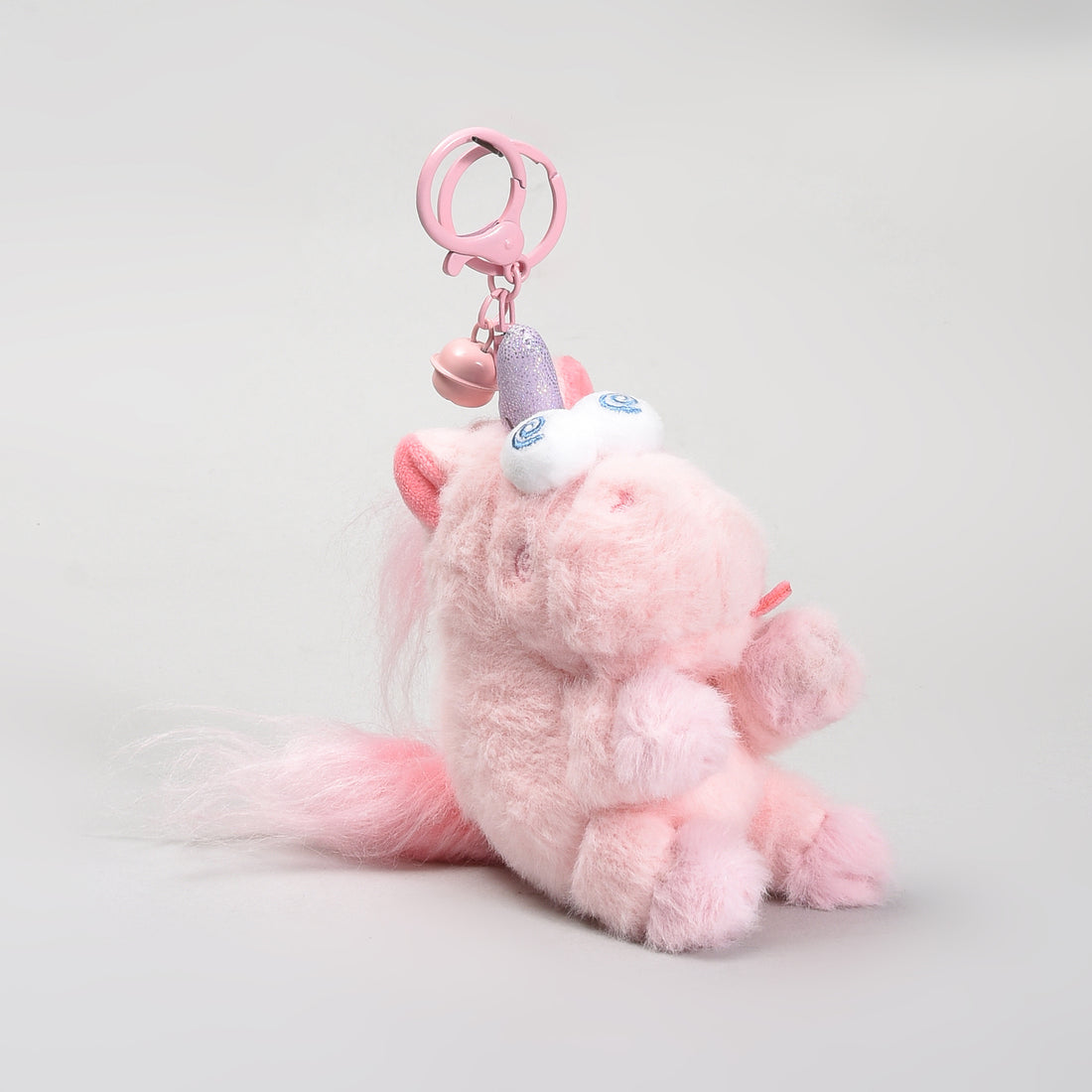 Plush Unicorn Keychain with Tousled Hair- Pink