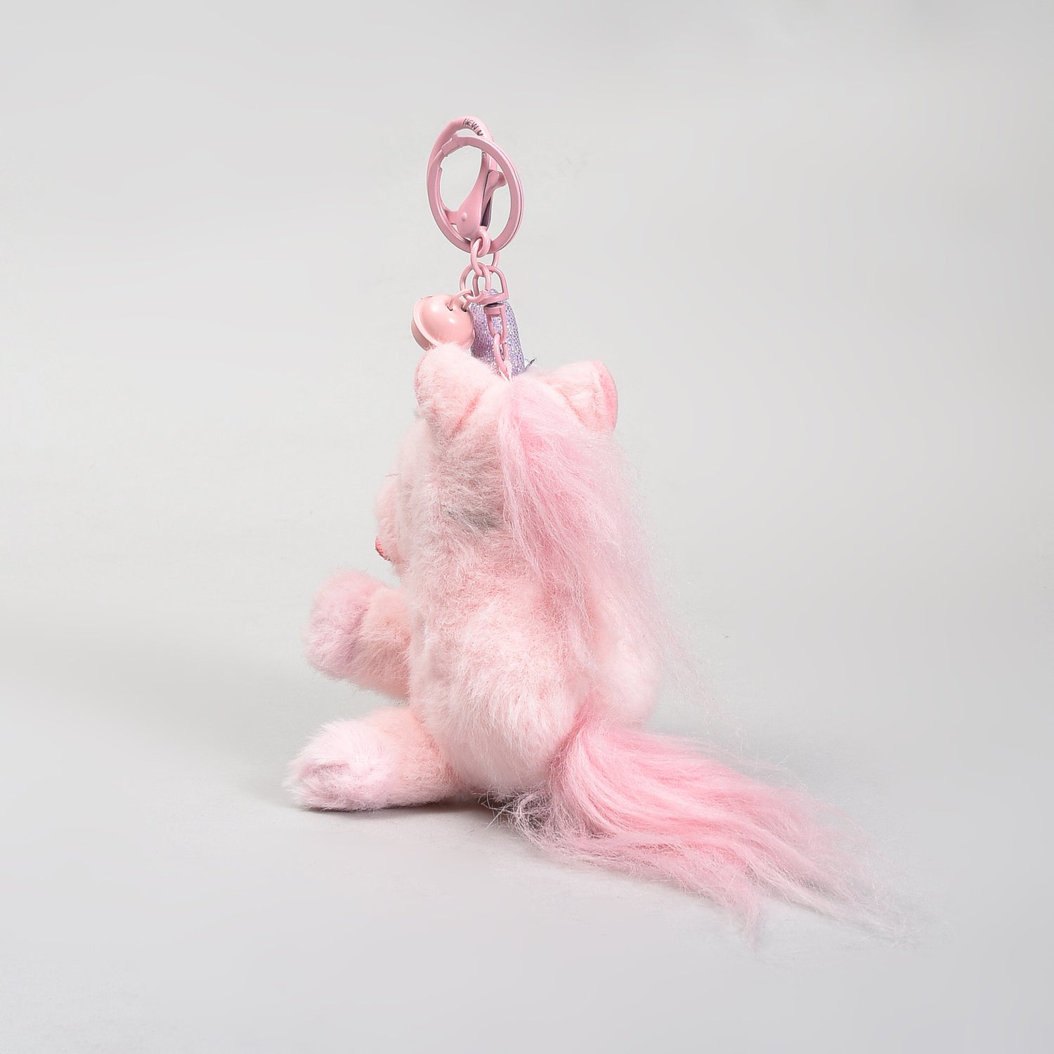 Plush Unicorn Keychain with Tousled Hair- Pink