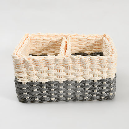 Paper Rope Woven Storage Basket Set - 3 Pcs set