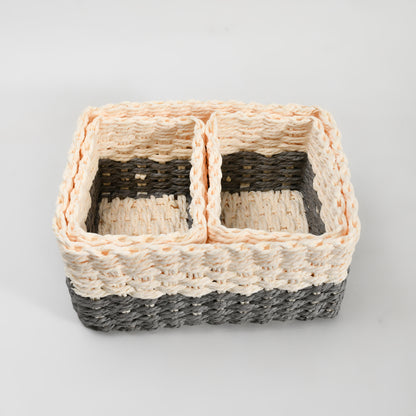 Paper Rope Woven Storage Basket Set - 3 Pcs set