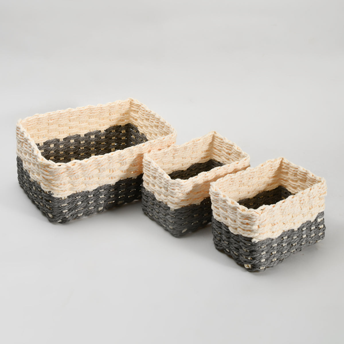 Paper Rope Woven Storage Basket Set - 3 Pcs set