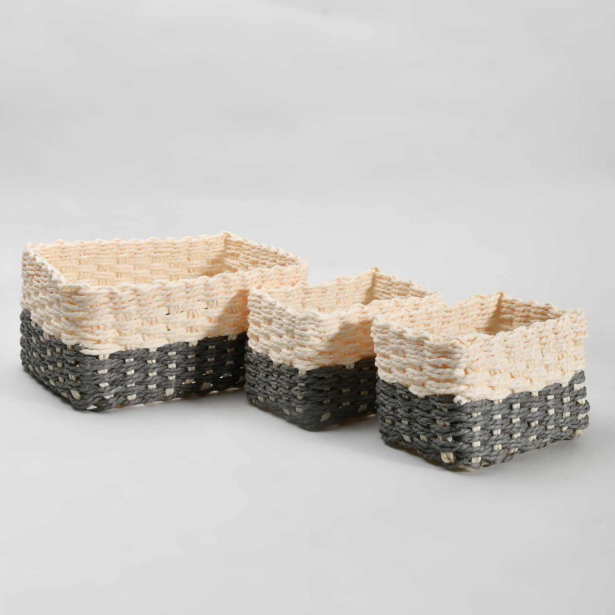 Paper Rope Woven Storage Basket Set - 3 Pcs set