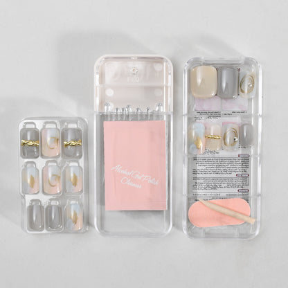 Press-On Nail Wraps Set - Soft Glow / Grey &amp; Light Pink