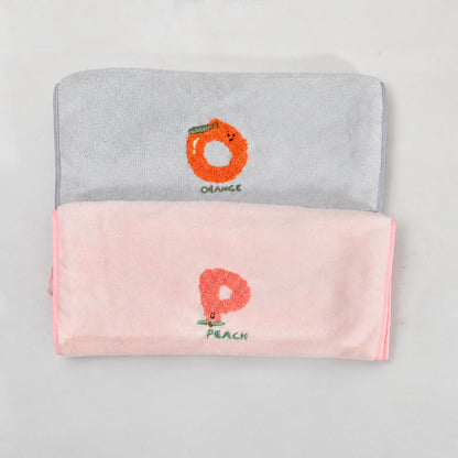 Fun Fruit Print Face Towel - Grey / Pink