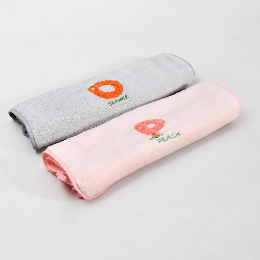 Fun Fruit Print Face Towel - Grey / Pink