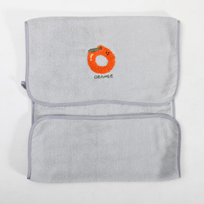 Fun Fruit Print Face Towel - Grey / Pink