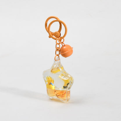 Unsinkable Capybara Transparent Keychain with Decorative Bell - Milk Tea Cup / Star