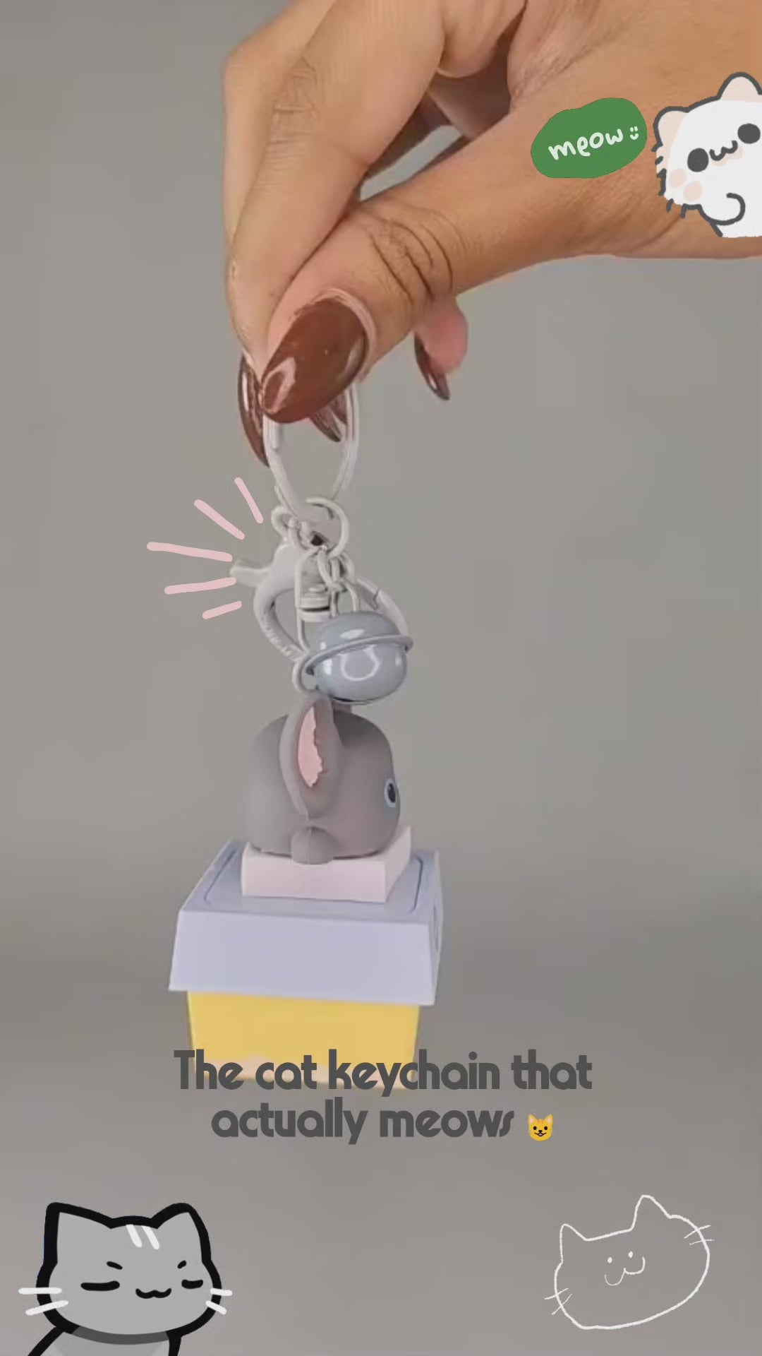 Mumuso Press-Type Sounding Cat Keychain- Makes a sound