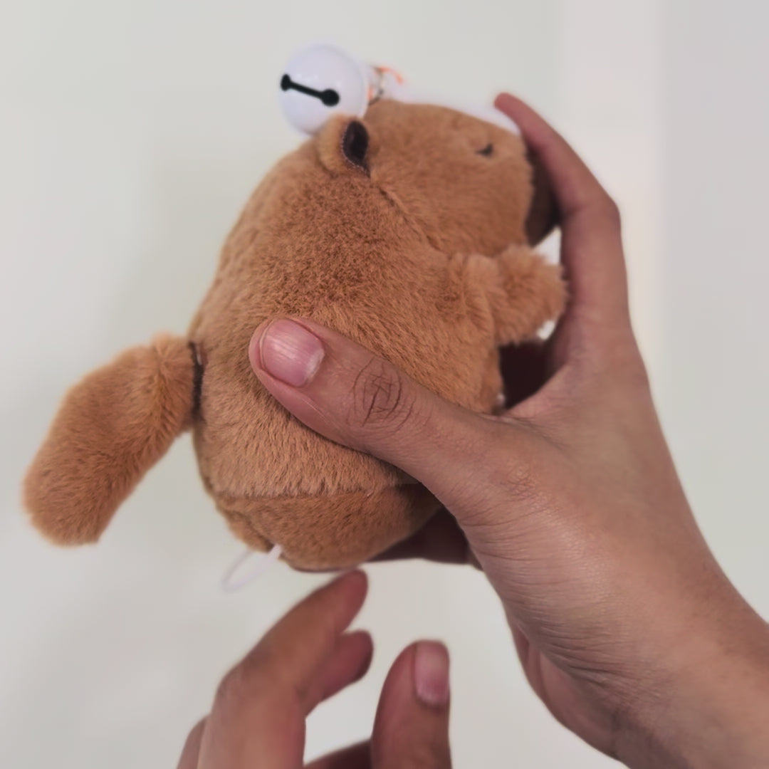 Adorable Capybara Wagging Tail Keychain- Brown