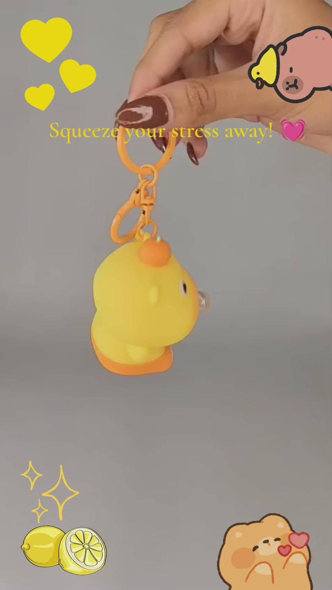 Capybara Bubble Blowing Lulu Keychain- Yellow and Orange