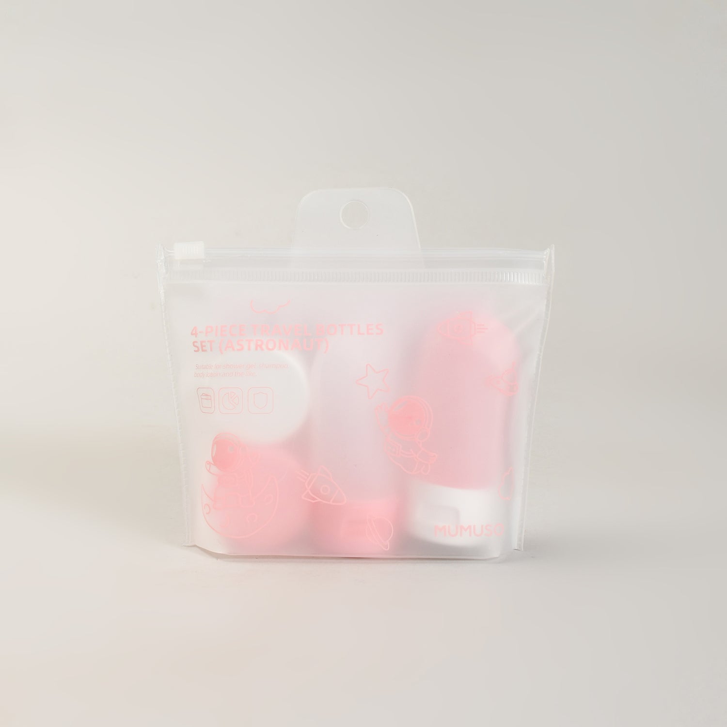 4-Piece Mini Travel Bottles Set — Pink and White Edition