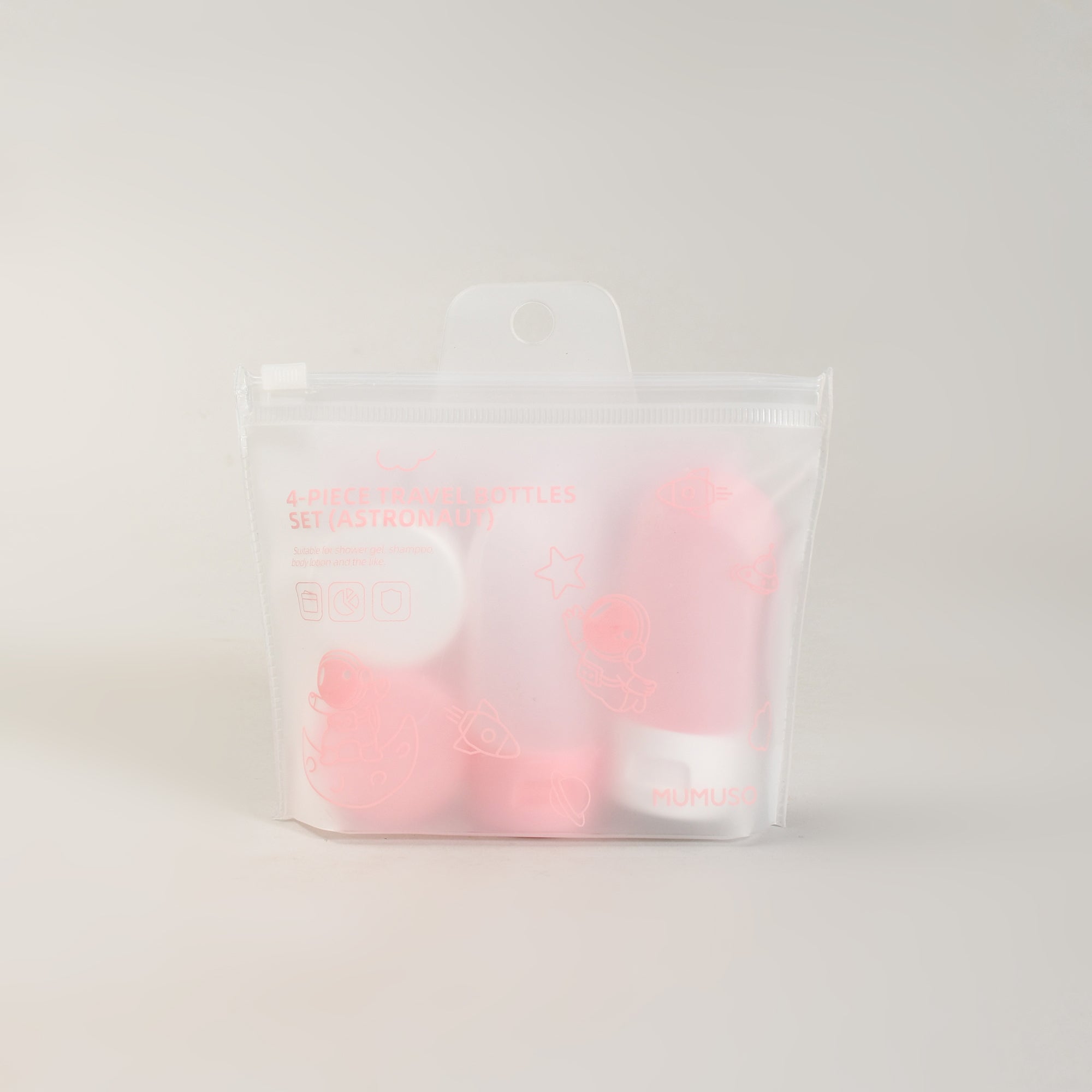 4-Piece Mini Travel Bottles Set — Pink and White Edition