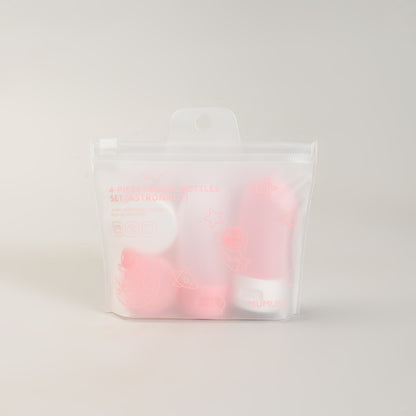 4-Piece Mini Travel Bottles Set — Pink and White Edition